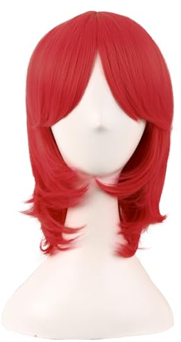 MapofBeauty 16 Zoll/40 cm Synthetische Faser Shoulder Lange Haarfasern für Cosplay Layered Perücke (rot)