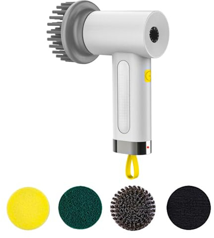 WANGCL Hand-Power-Spin-Scrubber, kabellose elektrische Reinigungsbürste mit 3 Ersatz-Reinigungsköpfen, Zwei-Geschwindigkeits-Steuerung für Badezimmer, Küche, Fliesen, Böden, Wände, Autos