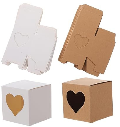 SEWOART Boxen 60pcs Quadratische Herzförmige S Candy Cake Verpackung Party Treat Boxen Farbe