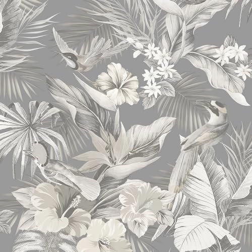 Rasch Vasari Paradise Birds Grey Wallpaper 539073