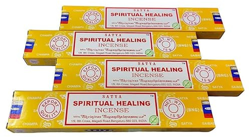 Satya Spiritual Healing Räucherstäbchen, Bambus-Räucherstäbchen, Aggarbatti, für Pooja, Tempel, Hauseinweihung, Heimfrische, Meditation, 15-g-Box (12 Packungen)