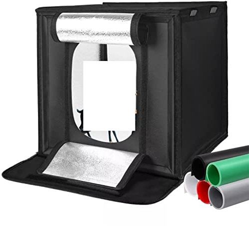 ZHCHAO Photo Light Studio Soft Boxes Portable Foldable Dimmable Photography Table Shooting Tents Kit with 3Pcs Background Board(80x80cm)