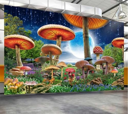Kitquiver 3D Fairytale Forests 3D Wallpaper Fantasy Mushrooms 3D Photo Wallpaper 3D Wall Mural for Wedding Room Home Decor 300x210cm