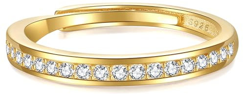 RANKEEF Ringe Gold Damen S925 Sterlingsilber Goldring Verlobungsring Damen 14K Vergoldeter Daumenring Verstellbarer Ring Mit Zirkonia Damenring Wasserfest Gold Ringe Frauen