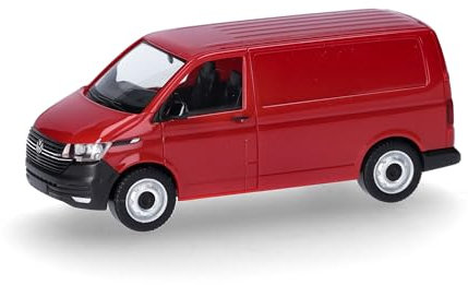 Herpa Modellauto VW T6.1 Kasten, Miniatur im Maßstab 1:87, Sammlerstück, Made in Germany, Modell aus Kunststoff, Kirschrot