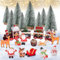 WhaleO 26 Pezzi Miniature Natalizie Personaggi Villaggio di Natale Paesaggi Natalizi Decorazioni Natalizie Fai da Te Alberelli di Natale Piccoli Babbo Natale Pupazzo di Neve per Feste di Natale