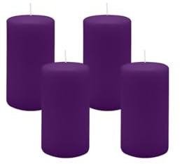 Kopschitz Kerzen 4er Set Adventskranzkerzen Violett Ø 70 x 130 mm, Unparfümiert