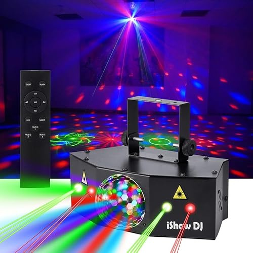 Disco Lights, Ball Party DJ Strobe Light Stage Laser Lights for Parties Support DMX512 and Sound Activated Indoor for Dance Floor Birthday Rave Bar Karaoke KTV Xmas Christmas Wedding Show Club