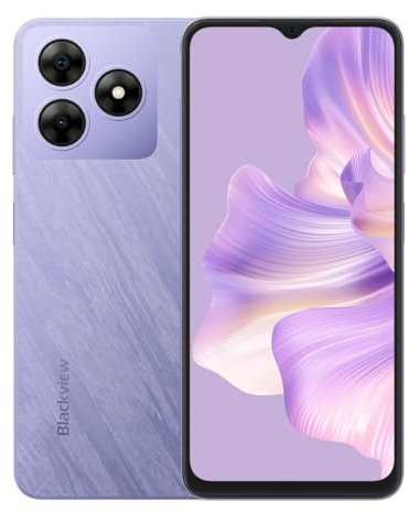 Blackview Wave 8C 4G Smartphone ohne Vertrag, 6,56'' HD+, Octa-Core 6GB+64GB (2TB Externe SD), 13MP+8MP Kamera, 3 Kartensteckplätze, Android 14 DUAL SIM Handy, Smart-K Box Lautsprecher, GPS Lila