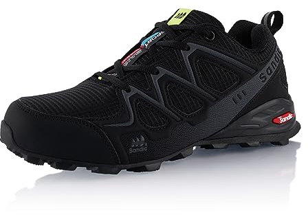 Fusskleidung® Damen Herren Wanderschuhe atmungsaktive Trail Running Trekkingschuhe Schwarz Grau EU 42