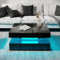 KEEPREAPER Modern Black LED Coffee Table with 16 Lights & 2-Tier Storage - Square Living Room Table, Ambient Lighting Contemporary Furniture