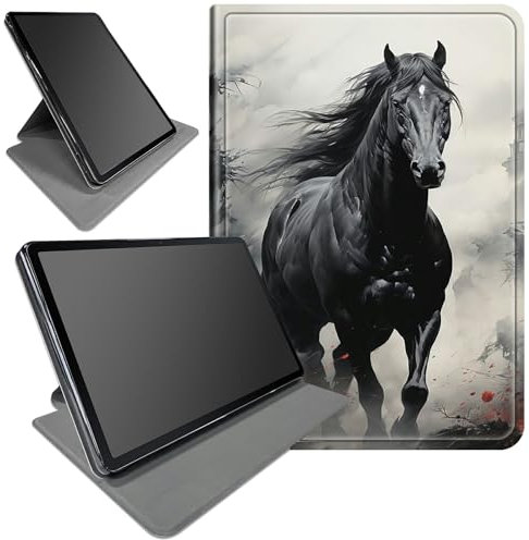 DIGTIALL Case for Fire 7 Tablet (12th Generation, 2022 Release) Galloping Horse Theme 360 Degree Rotating Stand Smart Protective Cover for Fire 7 2022 Tablet