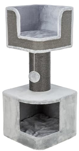 TRIXIE Kratzbaum XXL AVA II 112 cm in grau – Katzenbaum für große Katzen mit Einer gemütlichen Höhle und plüschiger Liegefläche, komfortabel & stabil – 48120