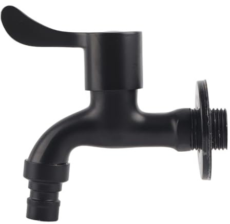 Garten Wasserhahn, Schwarzer Edelstahl Wandmontage Wasserhahn Waschmaschinen Wasserhahn mit Tropffreien Keramik Scheibenventilen für Küche, Garten, Badezimmer (Waschmaschinenhahn)