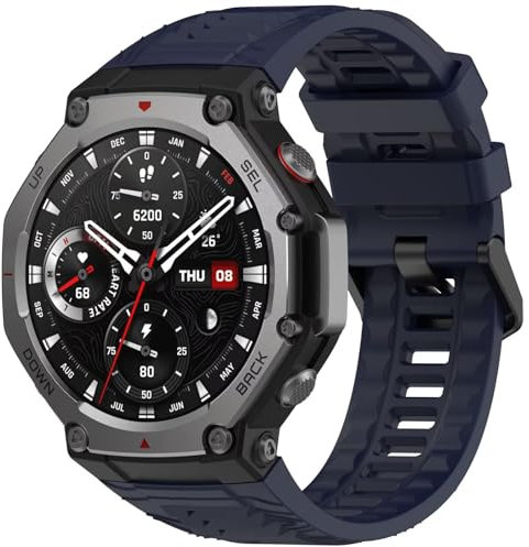 BoerHang Correas Compatible con Amazfit T-Rex 3, Correa de Reloj Deportivo de Silicona para Fitness, Correas Compatible con Amazfit T-Rex 3.(Azul oscuro)