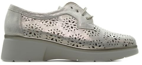 PITILLOS - Zapato Deportivo Casual,Sneakers de Cordones,cuña y Plataforma,Piel,mocasín,Calado,Rejilla, para: Mujer Color: Oro Talla:39