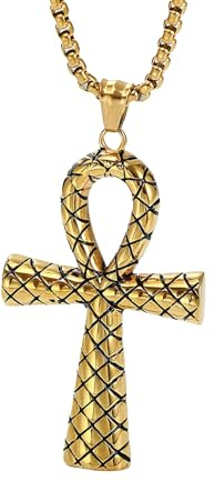 Sumpgle Ankh Kreuz Anhänger Halskette Retro Ägyptisch Titan Stahl Individualität Kulturelles Symbol Unisex Schmuck