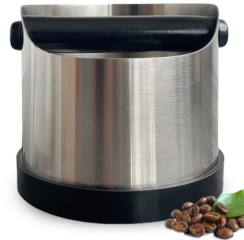 WIYETY 700ML Abklopfbehälter für Siebträger: Kaffeesatz Abschlagbehälter aus Edelstahl mit Abnehmbar Silikonstange, Silber Espresso Abschlagbox für Espressomaschine, Optimal Geschenke für Baristas