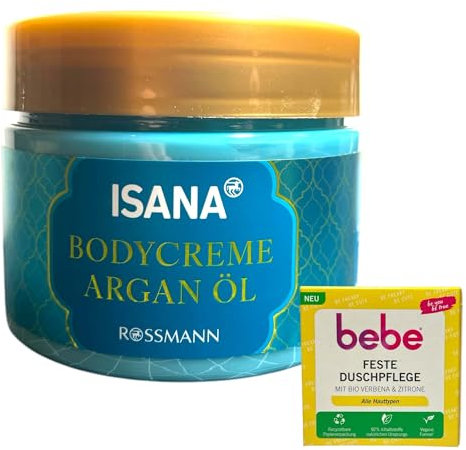 1x Bodycreme Argan Öl + 1x Bebe feste Duschpflege | 1x 300ml | für trockene Haut