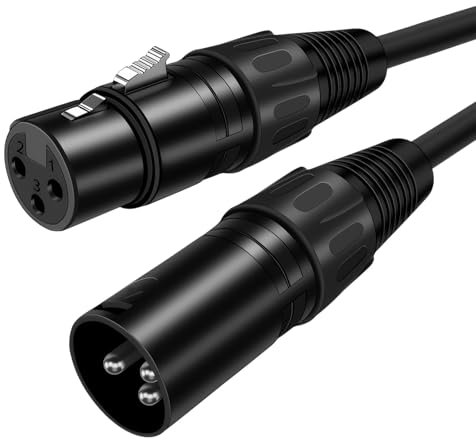 3.3FT XLR Cable,3 Pin Balanced Microphone Lead XLR Male to Female Extension Cable Jack Extender Cord for Studio Recorder Mic Mixer Sound Speaker System Power Amplifier Black