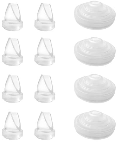 Breast Pump Parts, 8 Pack Silicone Duckbill Valves and 4 Pack Silicone Membranes, Compatible with Momcozy M5 Portable Breast Pump, Replacement Accessories for M5 Breast Pump, Breastfeeding Essentials
