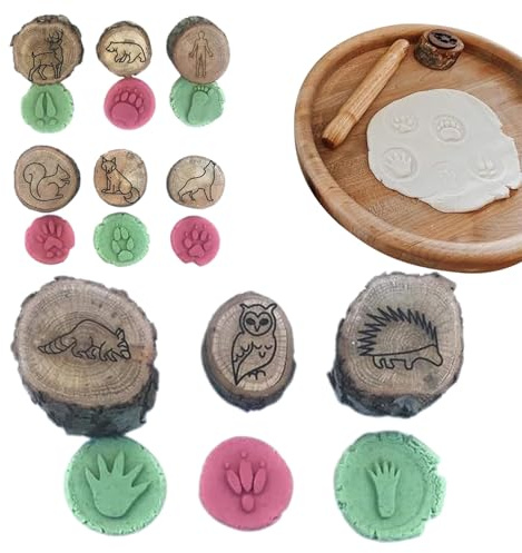 Tierstempel | Tierspuren Stempel Für Kinder - Holzstempel Bastelsets Mit Fußabdrücken Vorschullernaktivitäten Als Geschenk Für Partygäste Und Klassenpreise