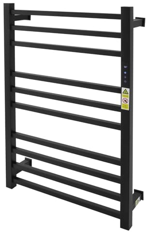 Radiateur de salle de bain, électrique, 120 W, 50 x 78 cm, 10 barres, sèche-serviettes, 45 à 70 °C, commande tactile IP56, minuterie 24 h (carré, 1)