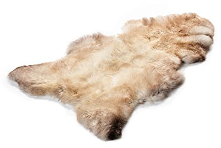 Decorating Sheepskins Lammfell Echt Beige-Grau 100-110 cm, Schaffell Echt | Natürliche Teppich Wohnzimmer, Deko Fell Schlafzimmer, Naturfell, geruchlos