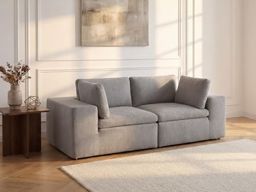 Vente-unique-2-Sitzer Sofa modulbar - Stoff Grau - CORTOLINE