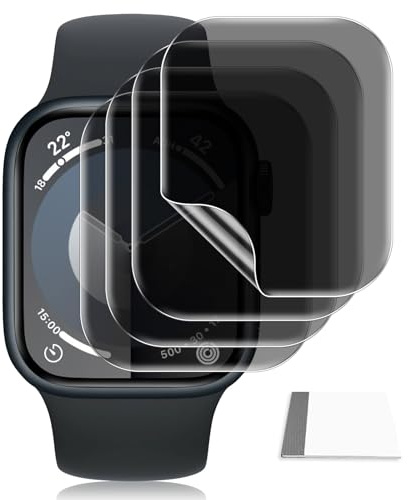 Paovkoi 4 Piezas Protectores Pantalla de Privacidad para Apple Watch Series 9/8/7 45mm, Película de Tpu Suave Autorreparable Suave Pantalle con iWatch