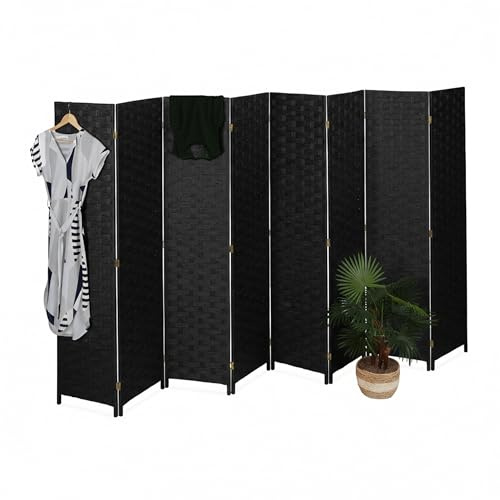 Relaxdays Paravent Raumteiler, HxB: 170x320 cm, Faltbarer Raumtrenner, Sichtschutz 8-teilig, Holz, Papierseil, Farbwahl | faltbarer Raumtrenner, 8-teiliger Sichtschutz, Holz, Papierseil