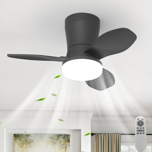 Qcyuui Ventilador de Techo con Luz 65 cm, DC Reversible, 6 Velocidades | Motor silencioso 30-45 dB, mando a distancia, LED regulable, temporizador y 2100 lm para salón, dormitorio y comedor