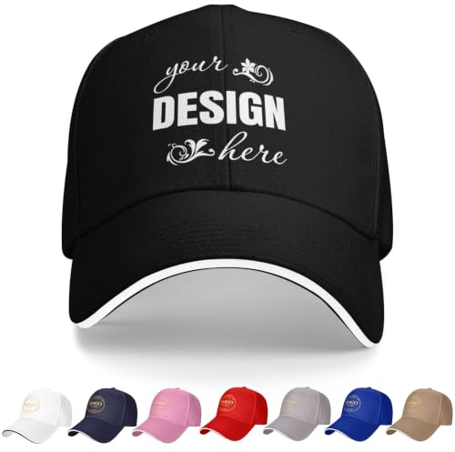 OMNRELM Personalisierte Baseball Cap selbst gestalten mit Foto & Text, Verstellbare Sandwich Sonnenmütze für Damen & Herren, Atmungsaktive Strukturierte Sportmütze, Individuelles Geschenk