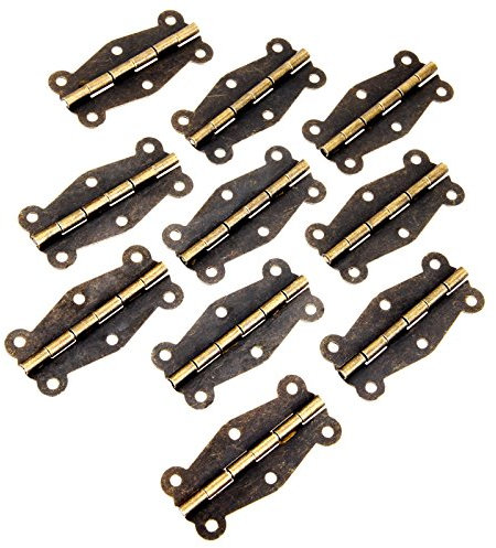 Dophee 10PCS Brass Vintage Butterfly Hinge 51x24mm Antique Bronze Mini Hinges Retro Box Hinges for Home Furniture Toolbox Cabinet Drawer Door Hardware
