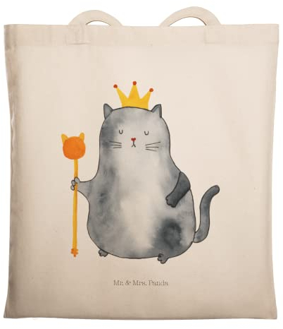 Mr. & Mrs. Panda Tragetasche Katze König - Geschenk, Schultertasche, Beutel, Kater, Katzenmotiv, Katzen, Umhängetasche, MIAU, Haustier,