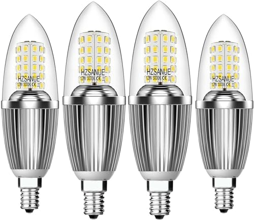 HZSANUE E14 LED Kerze Lampen 12W, 3000K Warm Weiß, 1350lm,Entspricht 100W Glühbirnen,Kleine Edison Schraube Kerze Leuchtmittel, 4-Pack