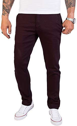 Rock Creek Herren Chino Hose Slim Fit Business Hosen Chinohose Stoffhose Chinos Hosen für Männer Casual Elegante Hose RC-2154 Weinrot W32 L32