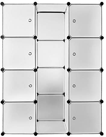 DEMA PP Regalsystem Regal mit klick-System 12 Boxen mit 8 Türen weiß 110x37x145 cm