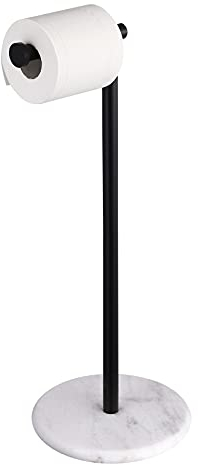 KES Toilettenpapierhalter Stehend Schwarz Matt Klopapierhalter Marmor Klorollenhalter Edelstahl SUS304 WC Rollenhalter Freistehend Toilettenpapierständer, BPH284S1-BK