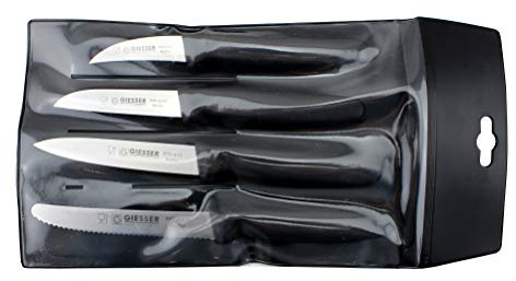 Giesser Koch-/Gemüsemesser-Set 4 teilig Schwarz, Made in Germany