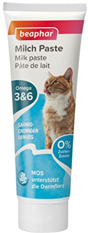 BEAPHAR - Milch Paste Für Katzen - Mit Kalzium, Biotin und Omega 3 & 6 - MOS Unterstützt Die Darmflora - Reduzierter Laktosegehalt - 0% Zuckerzusatz - 100g