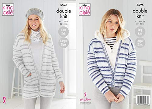 King Cole 5596 Strickmuster für Damen Strickjacken und Schlauchschal in gestreiftem DK