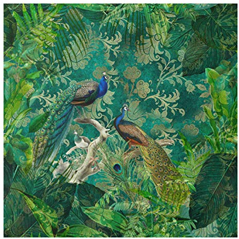Bilderwelten Glasbild - Shabby Chic Collage - Edler Pfau II 50 x 50cm