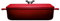 Woll Iron Gusskasserolle mit Deckel, viereckig, 28 cm, 7 cm hoch, 3,7 Liter + Silikongriffen Chili Red