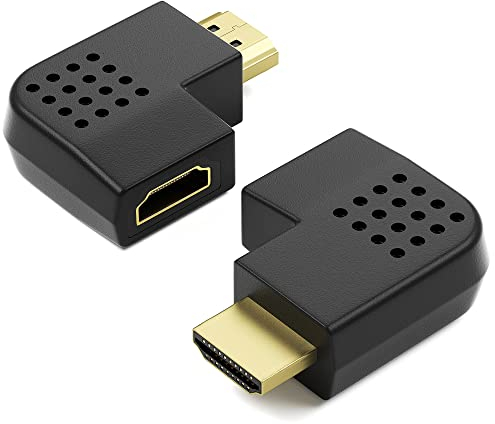 JAMEGA - 2 Stück HDMI Winkeladapter 90 Grad und 270 Grad Winkelstecker Flach von HDMI Buchse zu HDMI Stecker Konverter 1080p FullHD 4K Ultra HD Vergoldete Stecker für TV Stick, HDTV, PS4, Display usw