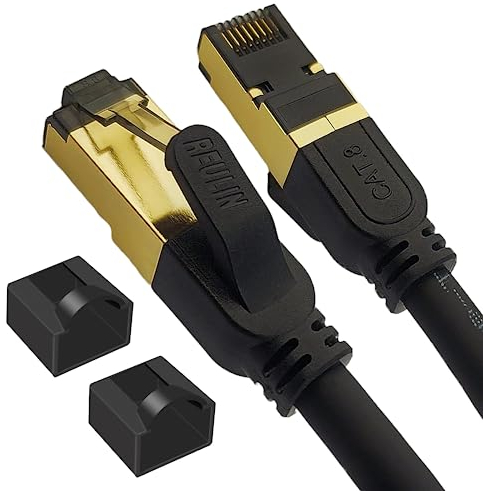 Reulin – PREMIUM a Trefoli di Rame Cavo Ethernet RJ45 LAN Cat 8 SSTP 40 Gbps Compatibile con Switch Console da Gioco WiFi Modem Router Smart TV Box 4K 8K Computer Portatile Internet 3.5M