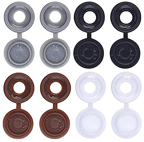 Kunststoff-Schraubenabdeckungen Schraubenabdeckungen, Kunststoff-Abdeckkappen für Schrauben-Schraubkappen, Kunststoff-Schraubkappen für Nummer 6 und 8 Schrauben,240 Stück(weiß, grau, schwarz, braun)