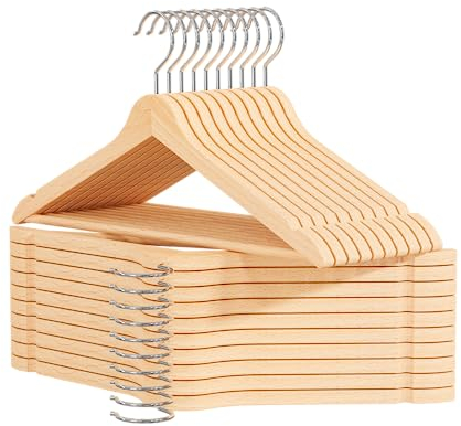 OGIVO Kleiderbügel aus Holz – 20er Set Holzbügel für Ihre Garderobe – 360° drehbarer Haken – Einkerbungen an den Schultern – Hangers (Natur)