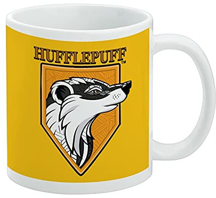 Harry Potter – Tasse à café en céramique avec motif Poufsouffle – Cadeau fantaisie pour café, thé et boissons chaudes, 325 ml, blanc