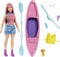 Barbie Camping Serie, Barbie-Puppe mit rosa Haaren, Kajak, Welpe, Schwimmweste, Barbie Accessoires, inkl. Barbie-Puppe, Geschenk für Kinder, Spielzeug ab 3 Jahre